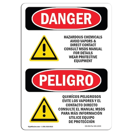 OSHA Danger, 3.5 Height, 5 Width, Decal